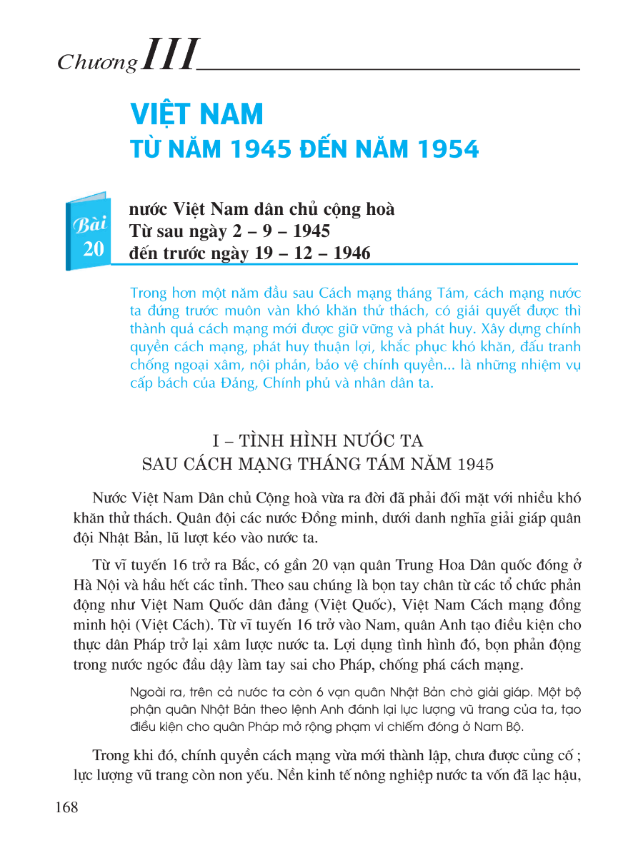 Bài 20: Nước Việt Nam Dân Chủ Cộng Hòa Từ Sau Ngày 2 - 9 - 1945 Đến Trước Ngày 19 - 12 - 1946