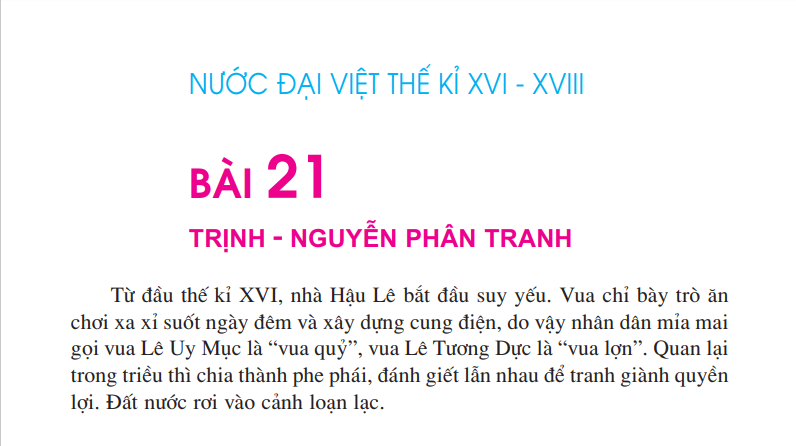 Bài 21: Trịnh - Nguyễn phân tranh