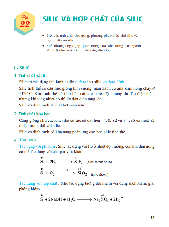 Bài 22: Silic và hợp chất của silic