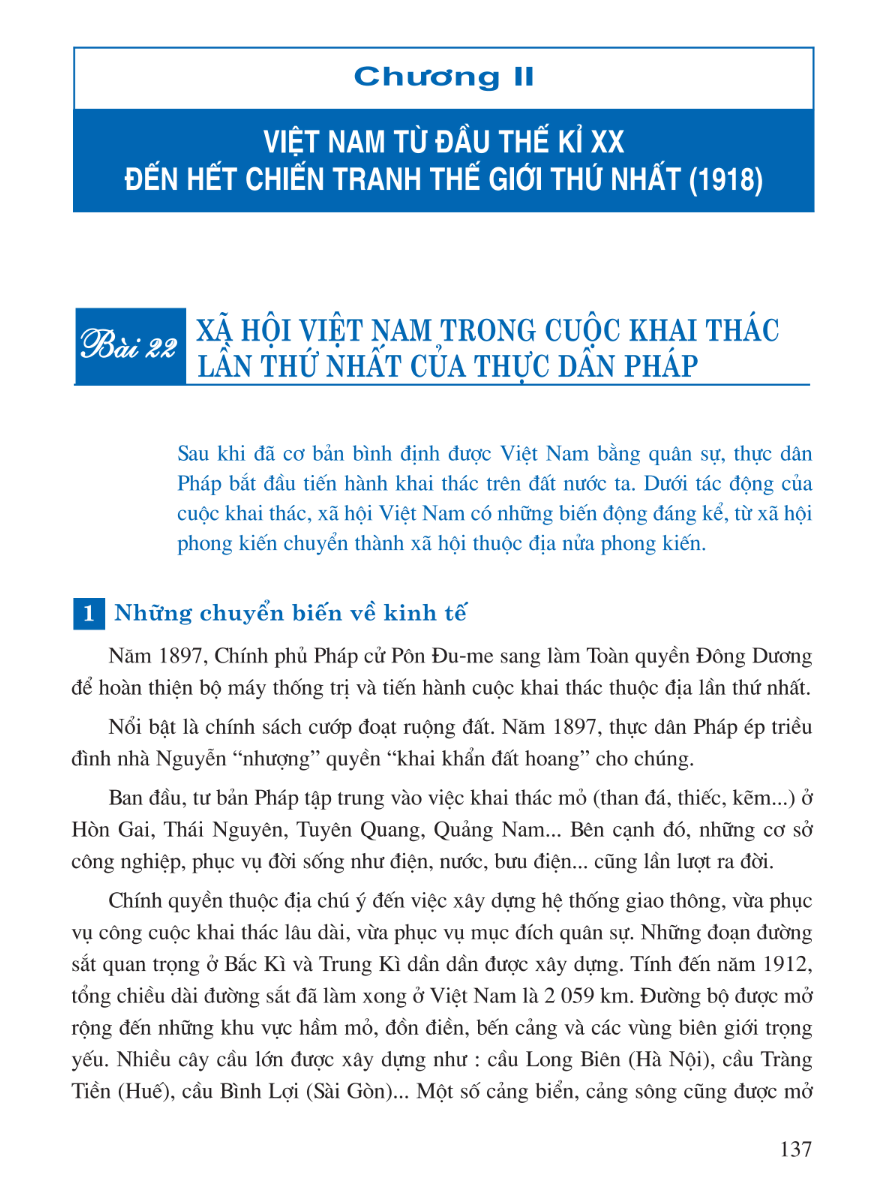 Bài 22: Xã Hội Việt Nam Trong Cuộc Khai Thác Lần Thứ Nhất Của Thực Dân Pháp