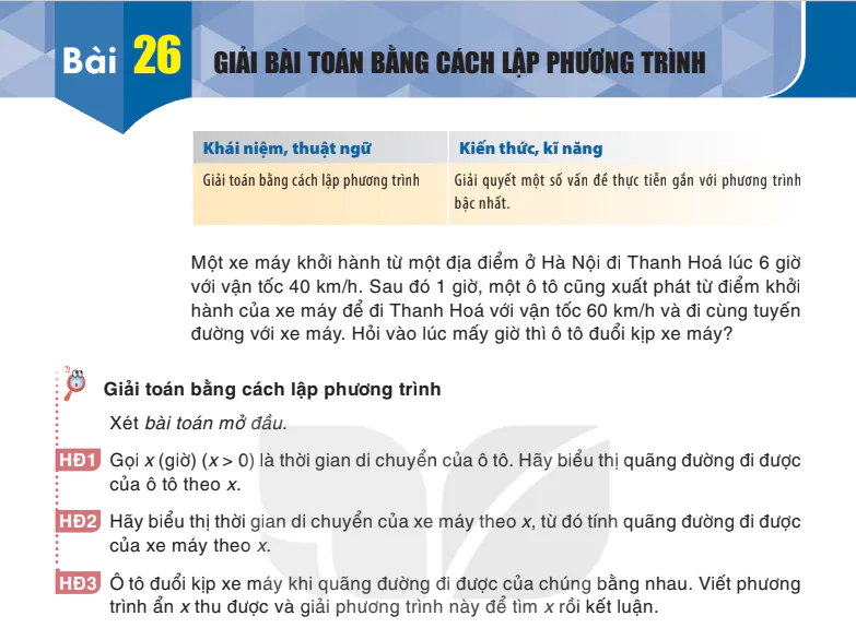 Bài 26: Giải bài toán bằng cách lập phương trình