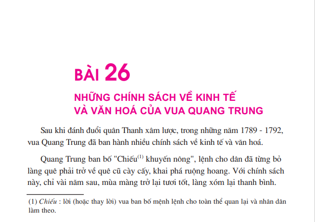 Bài 26: Những chính sách kinh tế và văn hóa của vua Quang Trung