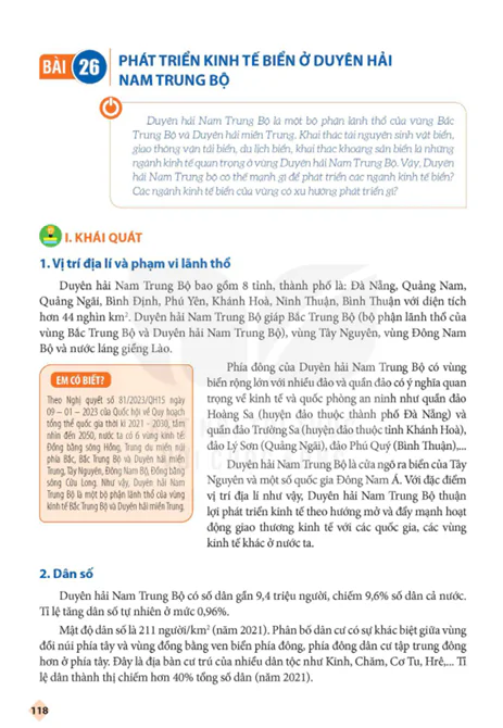 BÀI 26: PHÁT TRIỂN KINH TẾ BIỂN Ở DUYÊN HẢI NAM TRUNG BỘ