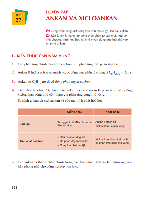 Bài 27: Luyện tập: Ankan và Xicloankan