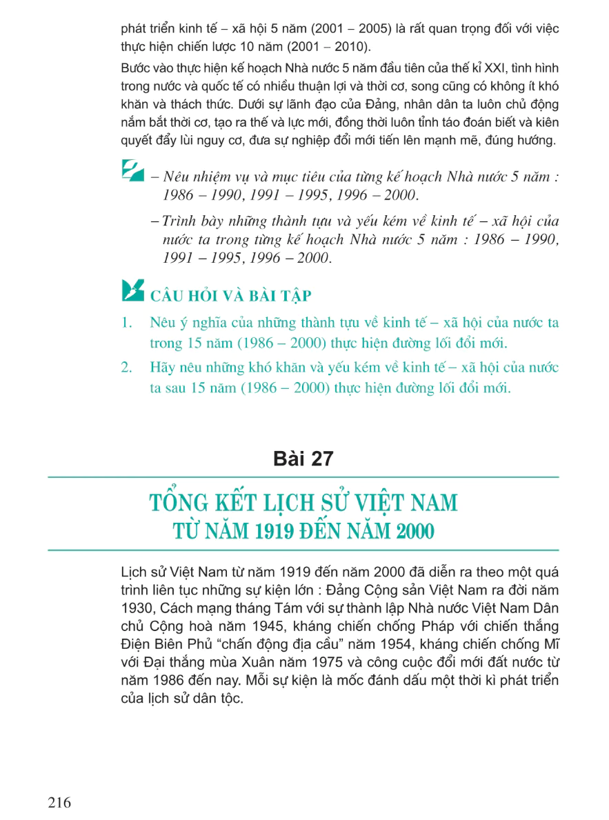 Bài 27: Tổng Kết Lịch Sử Việt Nam Từ Năm 1919 Đến Năm 2000