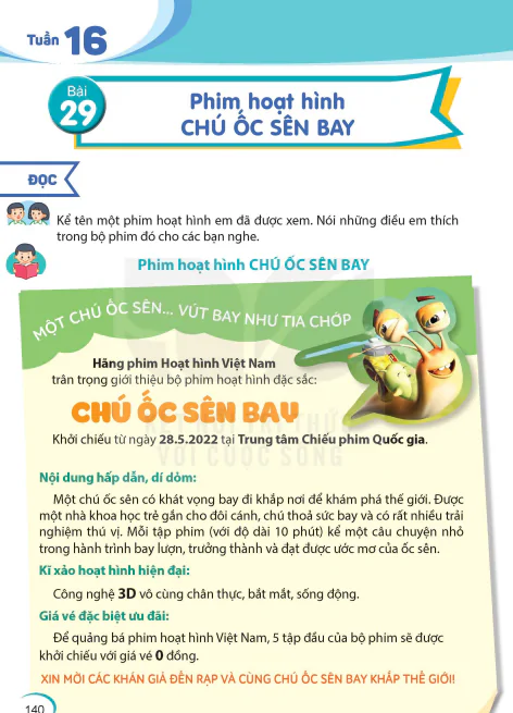 Bài 29: Phim hoạt hình CHÚ ỐC SÊN BAY