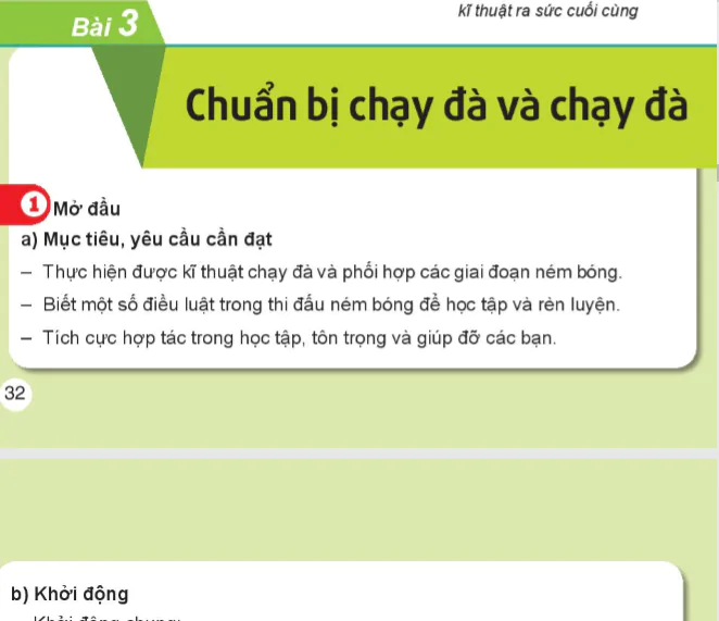 Bài 3: Chuẩn bị chạy đà và chạy đà - Chủ đề 2: Ném bóng