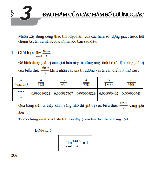 Bài 3: Đạo hàm và các hàm số lượng giác