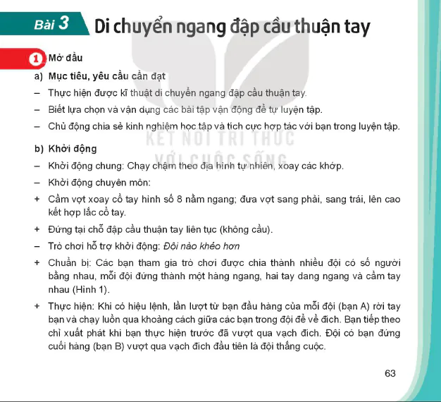 Bài 3: Di chuyển ngang đập cầu thuận tay