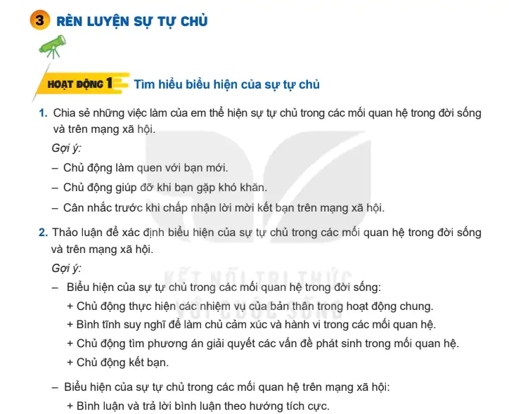 Bài 3: Rèn luyện sự tự chủ