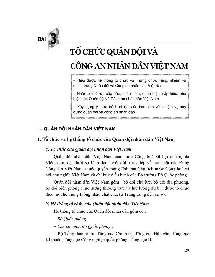 Bài 3: Tổ Chức Quân Đội Và Công An Nhân Dân Việt Nam