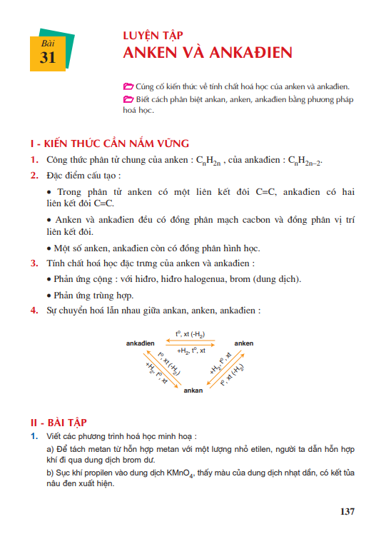 Bài 31: Luyện tập: Anken và ankađien