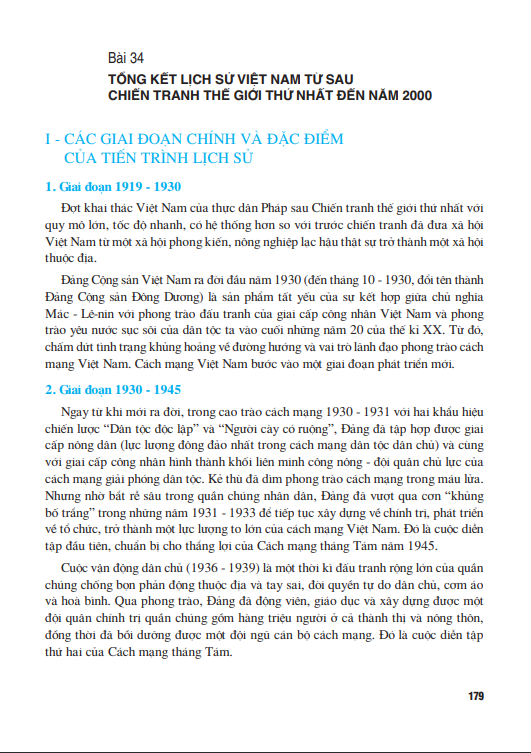 Bài 34: Tổng kết lịch sử Việt Nam sau chiến tranh thế giới thứ nhất đến năm 2000