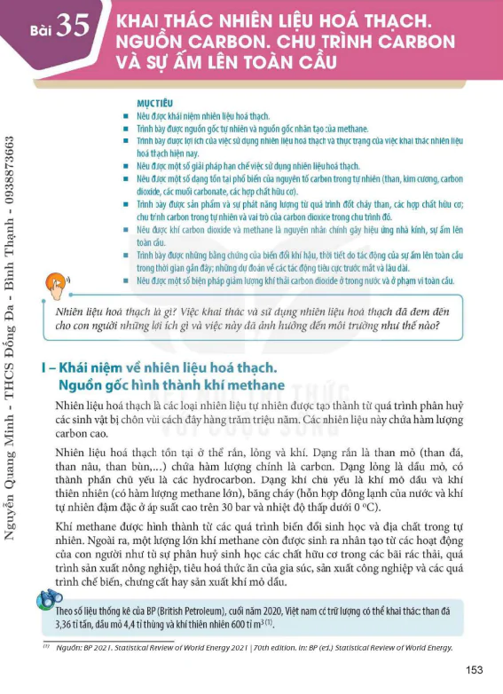 Bài 35. Khai thác nhiên liệu hóa thạch. Nguồn carbon. Chu trình carbon và sự ấm lên toàn cầu