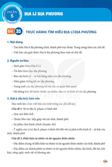 BÀI 35: THỰC HÀNH: TÌM HIỂU ĐỊA LÍ ĐỊA PHƯƠNG