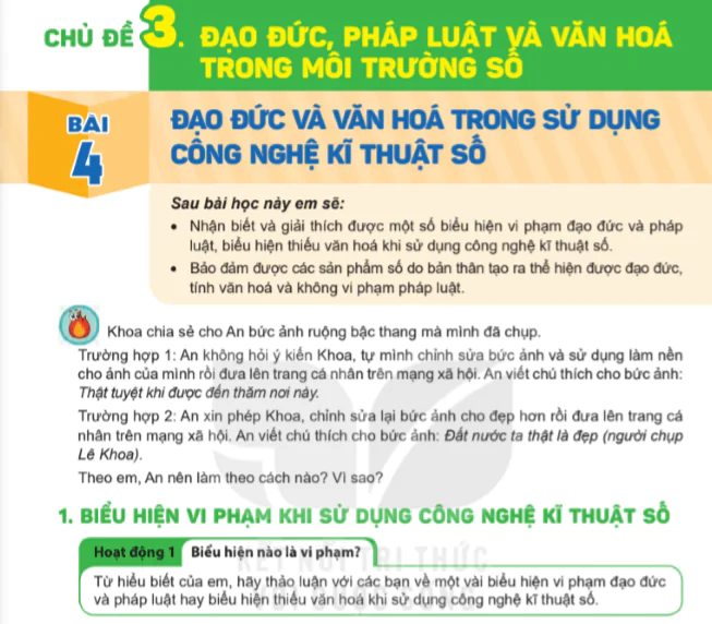 Bài 4: Đạo đức và văn hóa trong sử dụng công nghệ kĩ thuật số