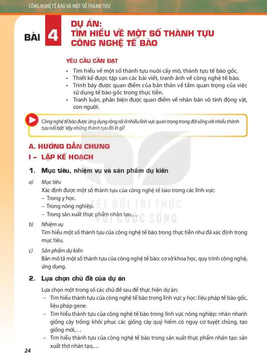 Bài 4: Dự Án: Tìm Hiểu Về Một Số Thành Tựu Công Nghệ Tế Bào