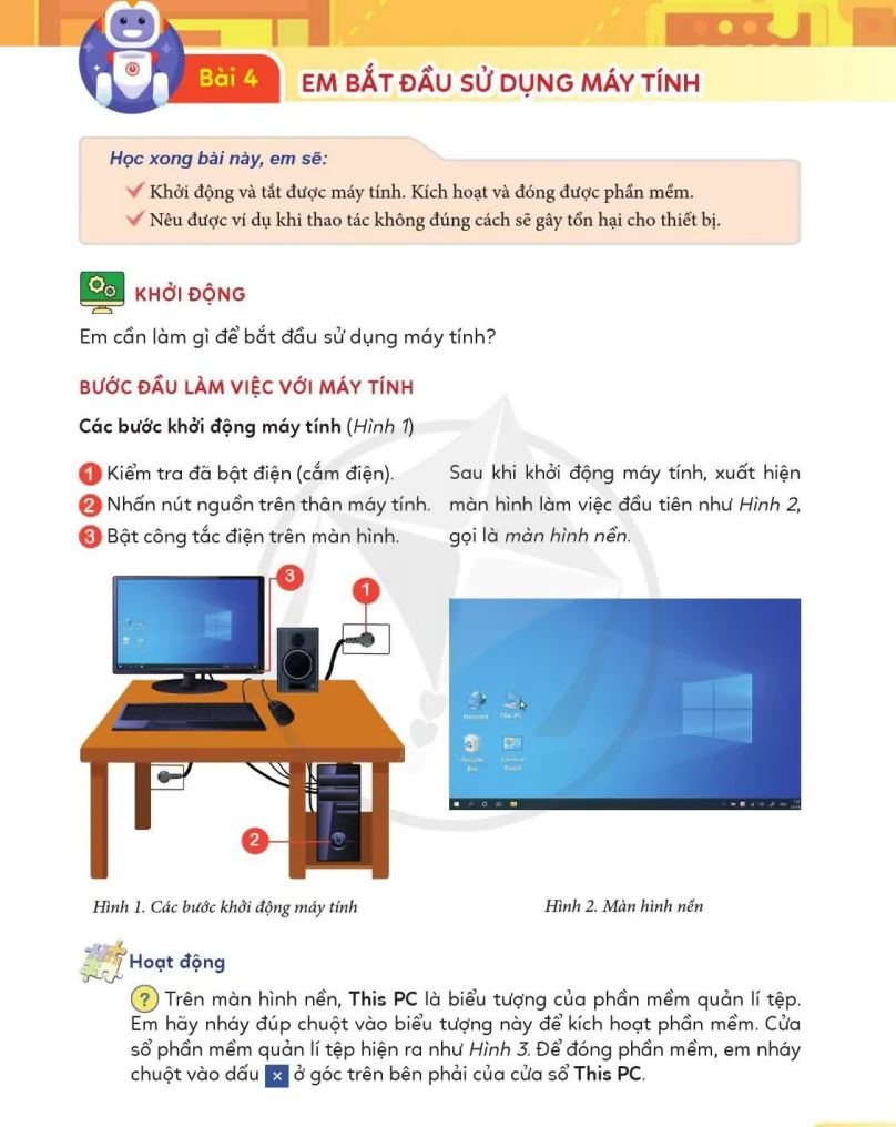 Bài 4: Em Bắt Đầu Sử Dụng Máy Tính