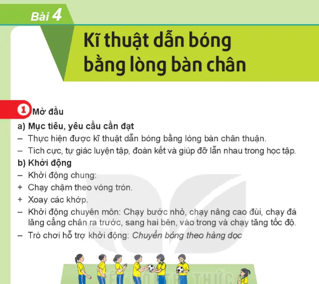 Bài 4: Kĩ thuật dẫn bóng bằng lòng bàn chân - Chủ đề 2: Bóng đá