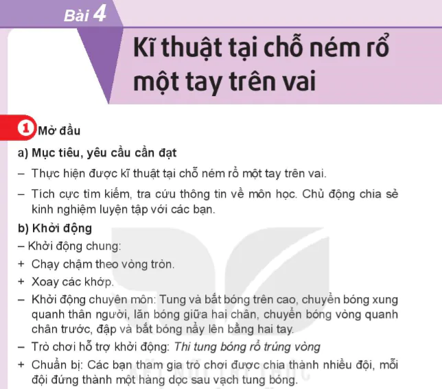 Bài 4: Kĩ thuật tại chỗ ném rổ một tay trên vai - Chủ đề 3: Bóng rổ