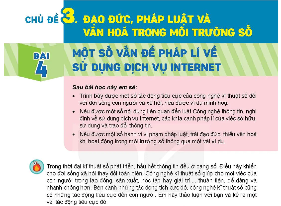 Bài 4: Một số vấn đề pháp lí về sử dụng dịch vụ Internet