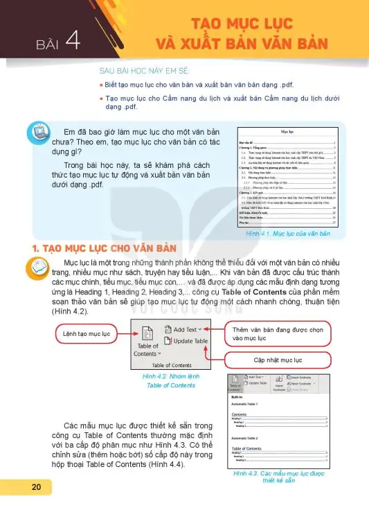 Bài 4: Tạo Mục Lục Và Xuất Bản Văn Bản