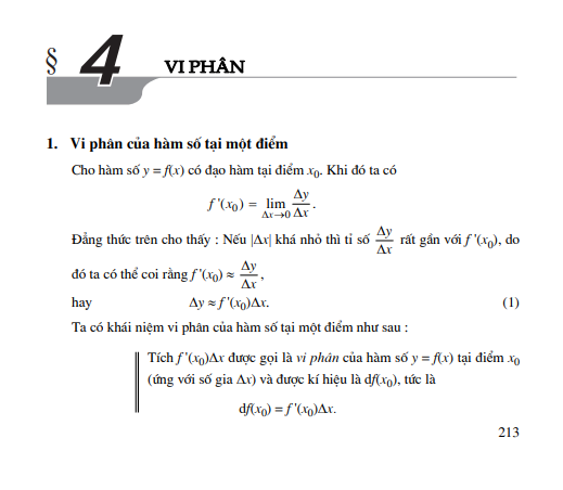 Bài 4: Vi phân