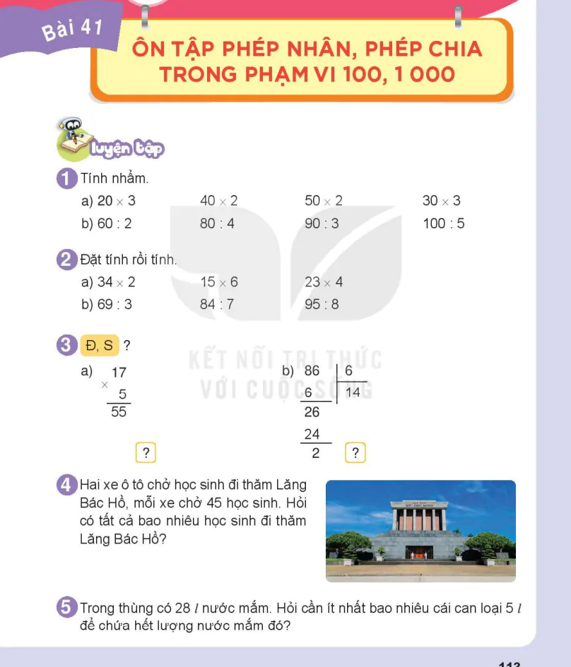 Bài 41: Ôn Tập Phép Nhân, Phép Chia Trong Phạm Vi 100, 1000