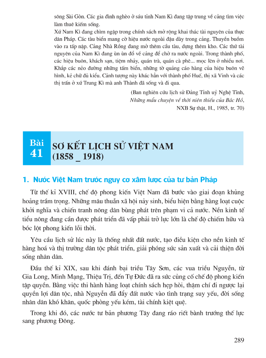 Bài 41: Sơ Kết Lịch Sử Việt Nam (1858 - 1918)