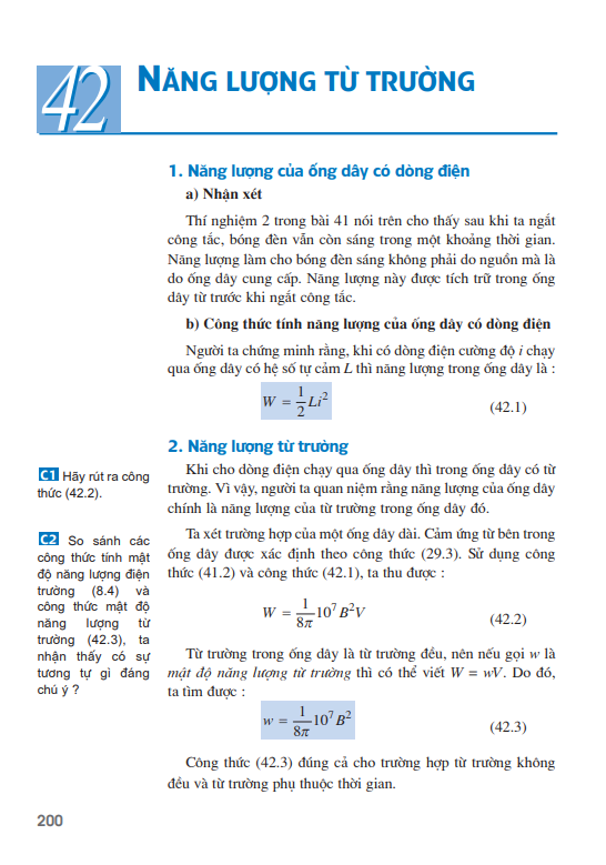 Bài 42: Năng lượng từ trường