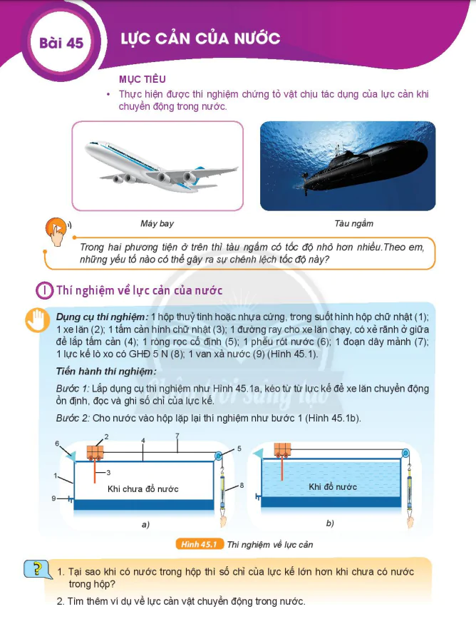 Bài 45: LỰC CẢN CỦA NƯỚC