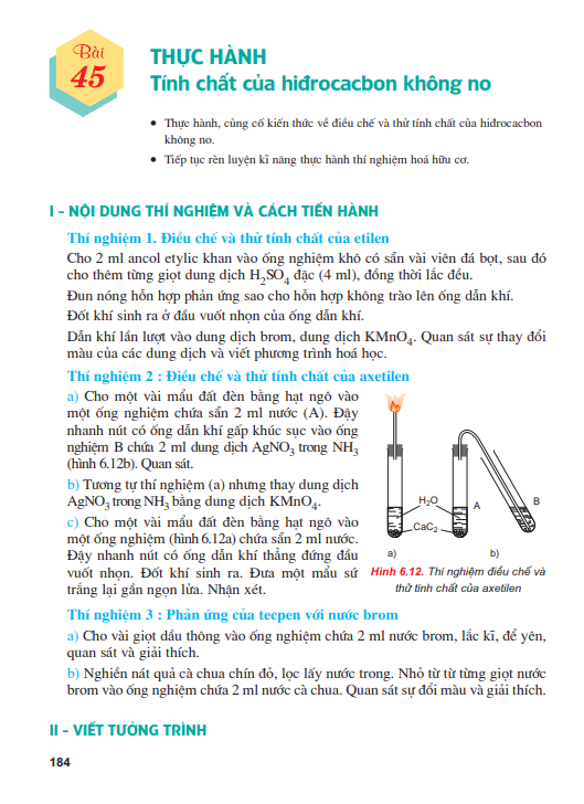 Bài 45: Thực hành Tính chất của hiđrocacbon không no