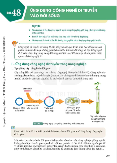 Bài 48 : Ứng dụng công nghệ di truyền vào đời sống