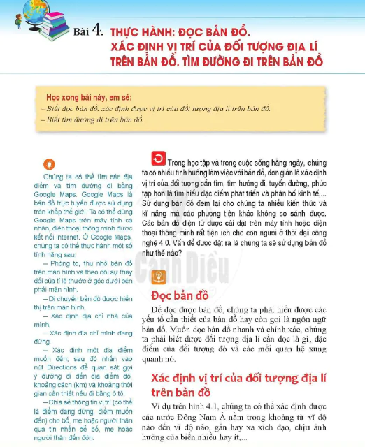 Bài 4.Thực hành đọc bản đồ. Xác định vị trí của đối tượng địa lí trên bản đồ