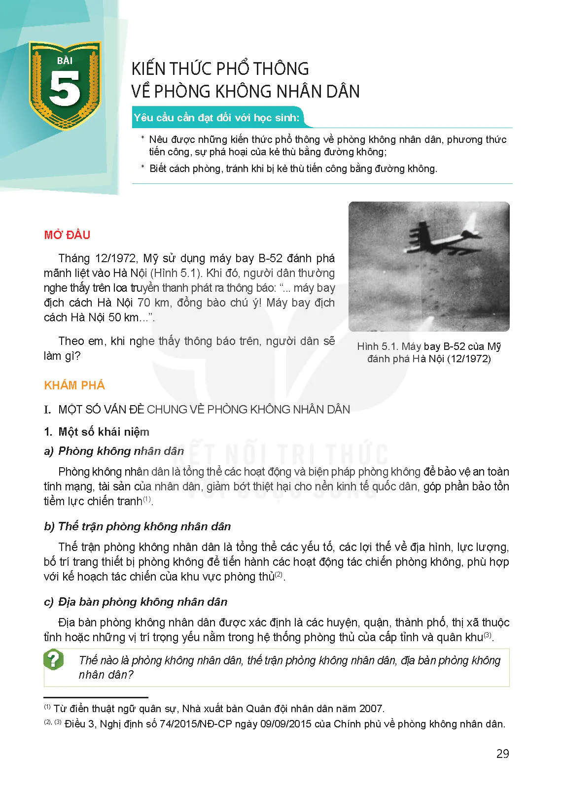 Bài 5: Kiến thức phổ thông về phòng không nhân dân