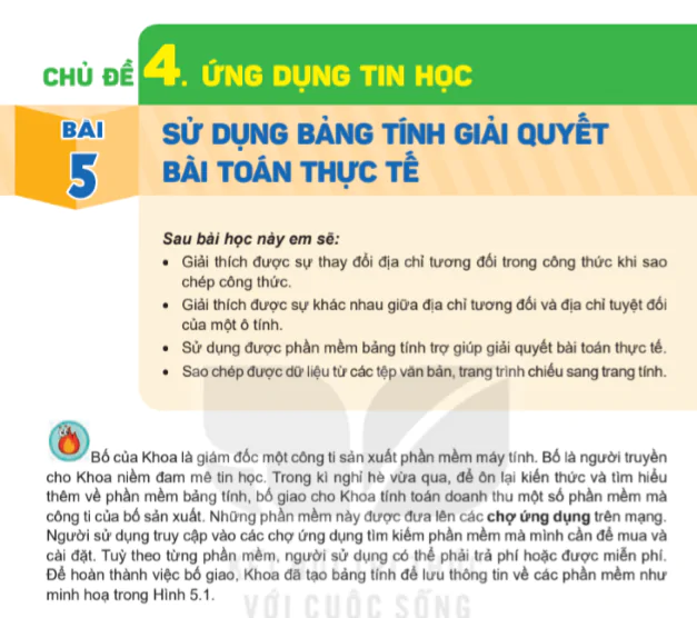 Bài 5: Sử dụng bảng tính giải quyết bài toán thực tế