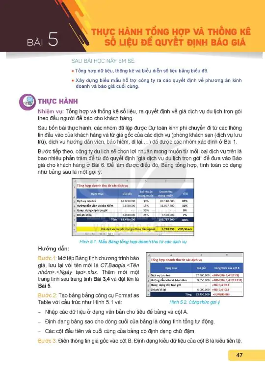 Bài 5: Thực Hành Tổng Hợp Và Thống Kê Số Liệu Để Quyết Định Báo Giá