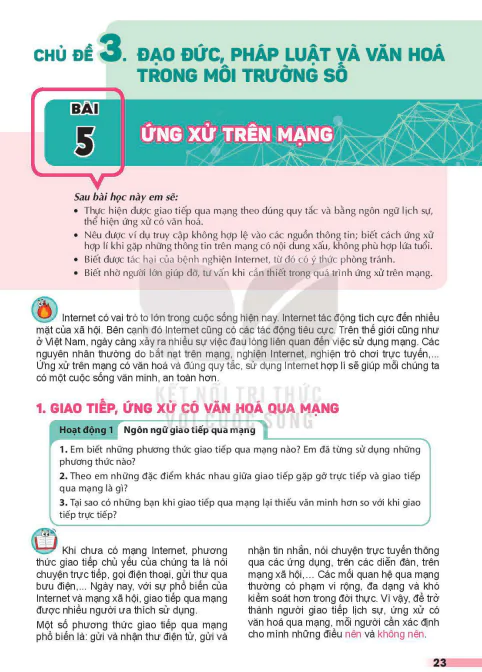 Bài 5: Ứng xử trên mạng