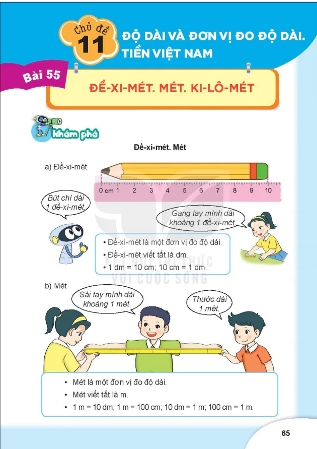 BÀI 55: ĐỀ-XI-MÉT. MÉT. KI-LÔ-MÉT