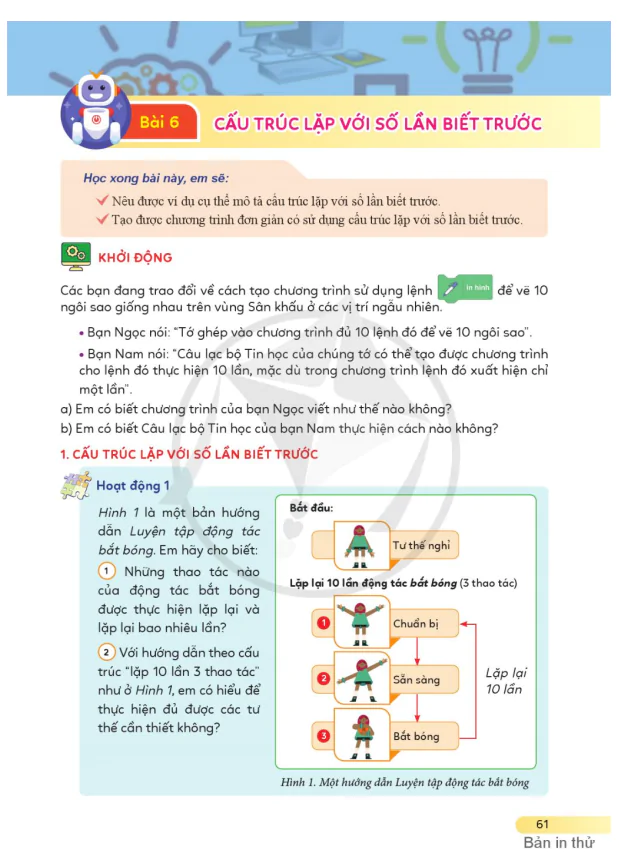 BÀI 6: CẤU TRÚC LẶP VỚI SỐ LẦN BIẾT TRƯỚC