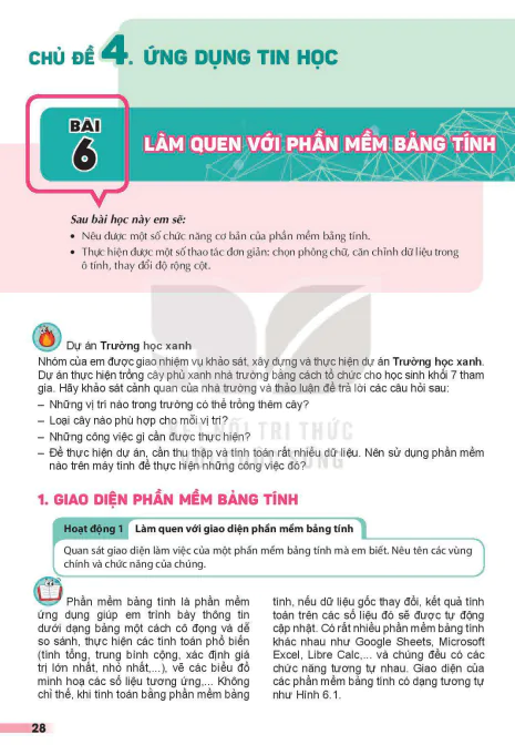 Bài 6: Làm quen với phần mềm bảng tính