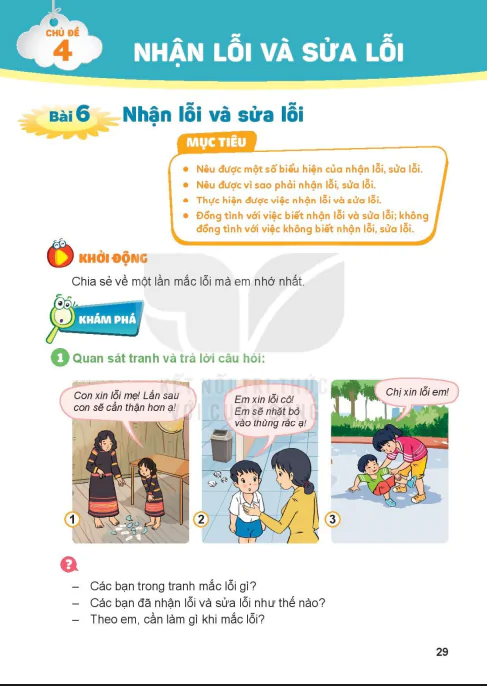 Bài 6. Nhận lỗi và sửa lỗi