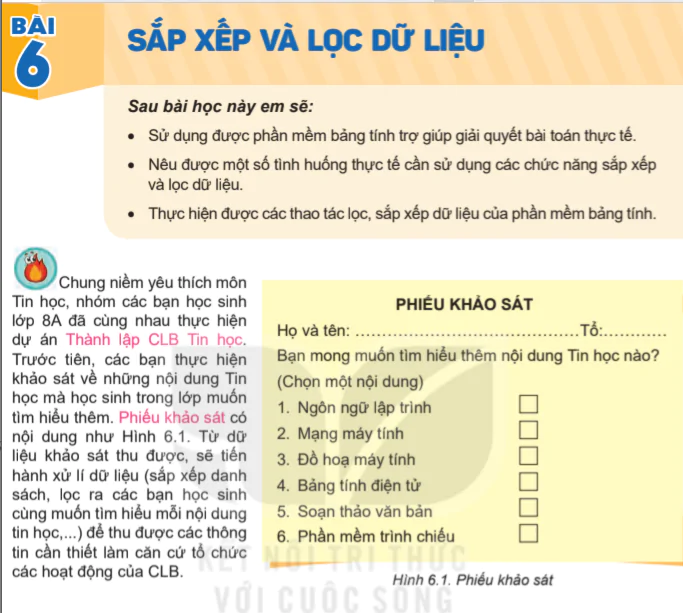 Bài 6: Sắp xếp và lọc dữ liệu