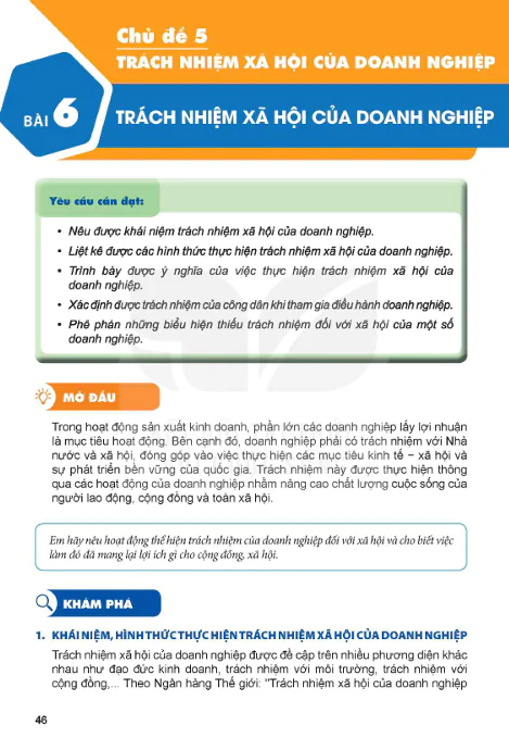 BÀI 6: TRÁCH NHIỆM XÃ HỘI CỦA DOANH NGHIỆP