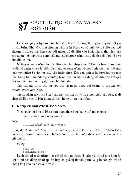 Bài 7: Các thủ tục chuẩn vào/ra đơn giản