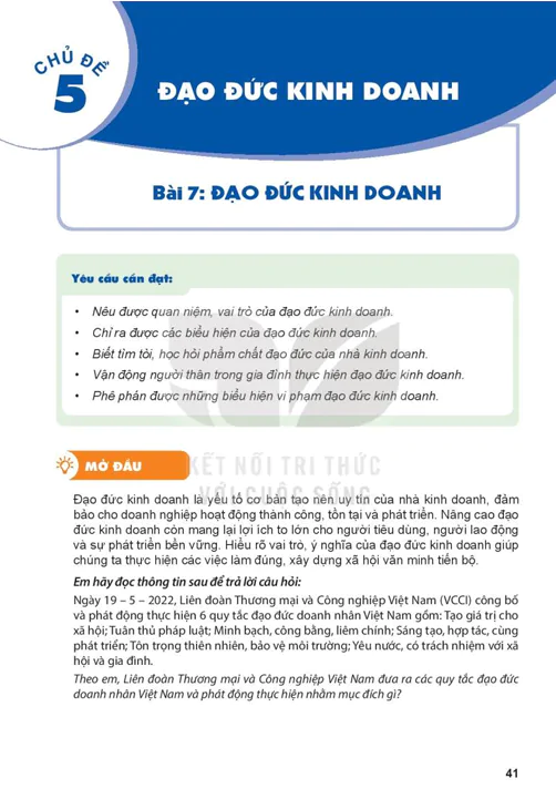 Bài 7: ĐẠO ĐỨC KINH DOANH