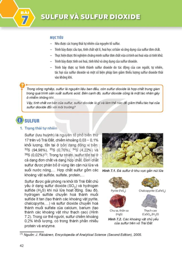 Bài 7: Sulfur và sulfur dioxide