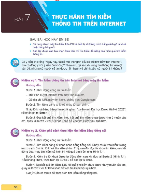 Bài 7: Thực hành tìm kiếm thông tin trên Internet