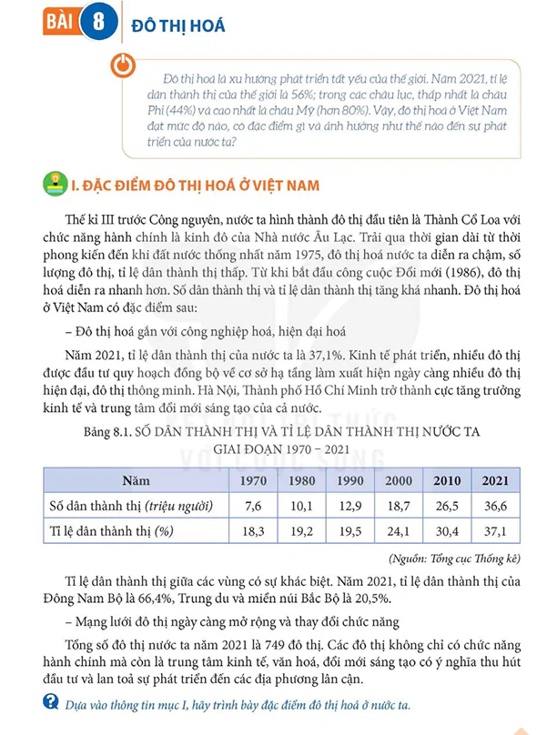 BÀI 8: ĐÔ THỊ HOÁ
