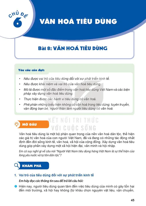 Bài 8: VĂN HOÁ TIÊU DÙNG